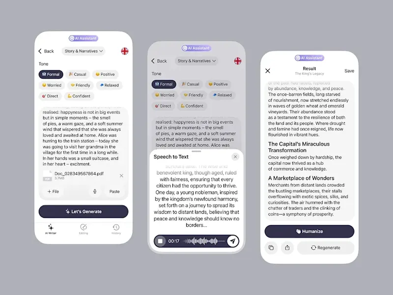 Cover image for AI Writing Assistant App Design