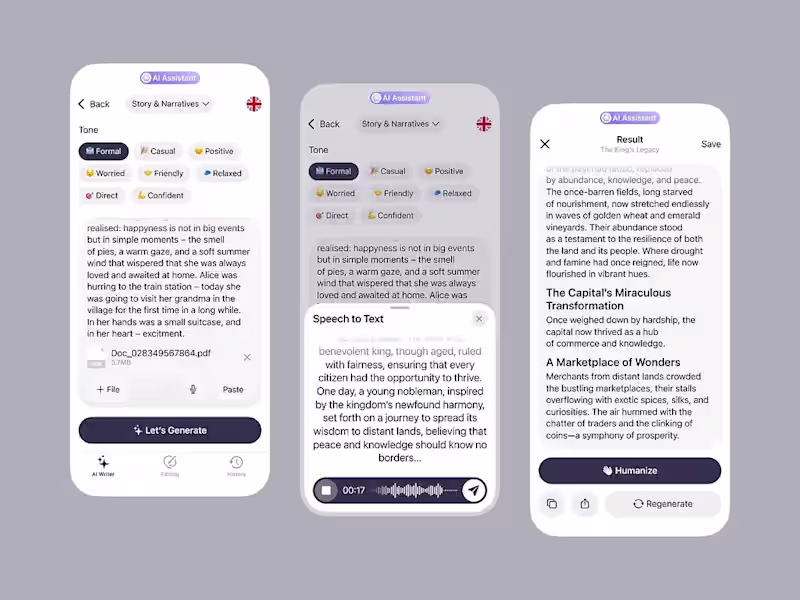 Cover image for AI Writing Assistant App Design