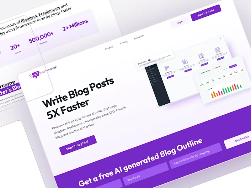 Cover image for Website Redesign for Bramework - AI Blog Writing Assistant