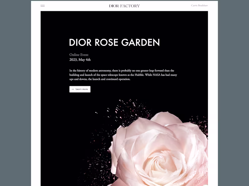 Cover image for Doir Factory — Art direction of an event manager for Dior