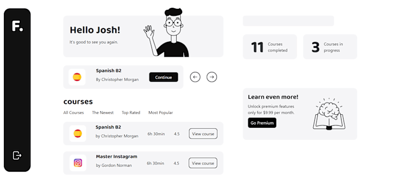 Cover image for Interactive Learning Dashboard UI