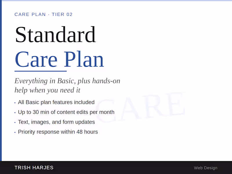 Cover image for Standard Care Plan — Maintenance + Ongoing Updates