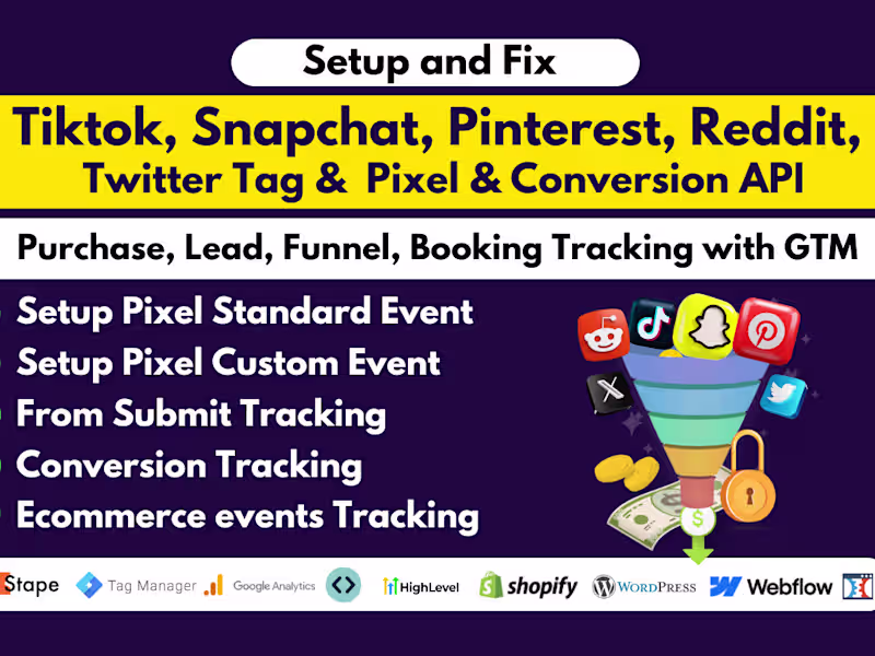 Cover image for setup snapchat,pinterest reddit twitter Pixel conversion API GTM