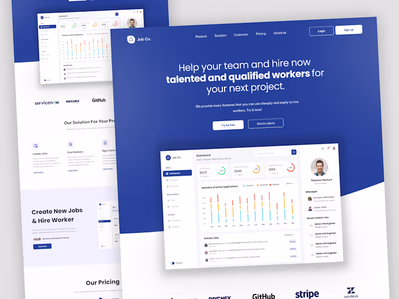 Cover image for JobCo - SaaS UI/UX design! Clean and professional SaaS desig...