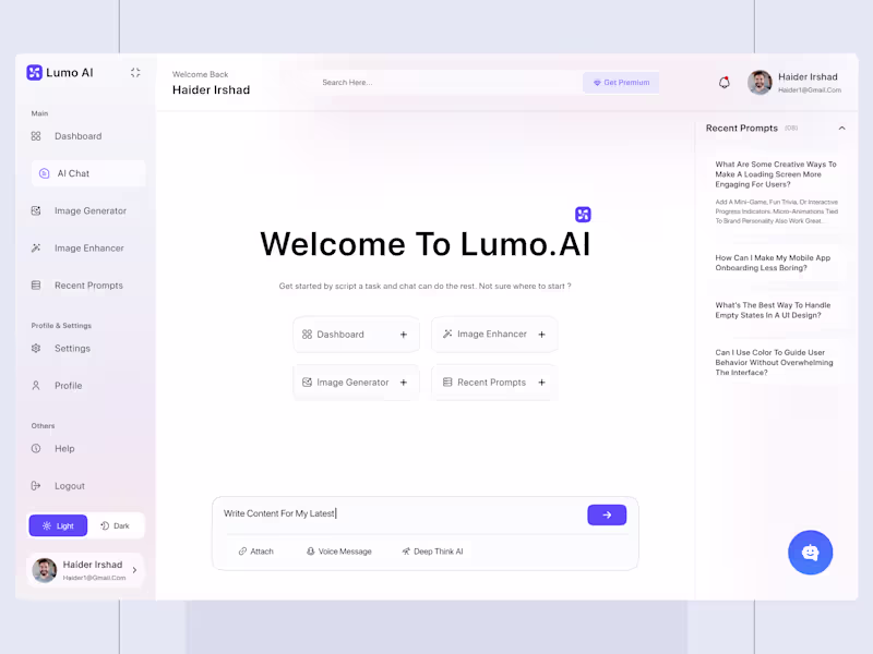 Cover image for Lumo.AI Ai Assistant Dashboard