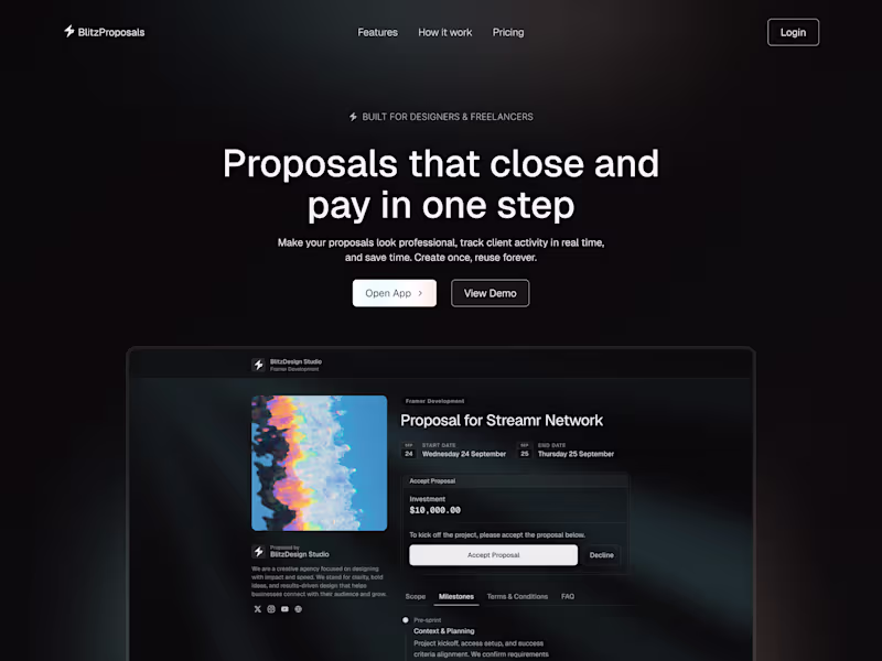 Cover image for Blitz Proposals Landing Page Design