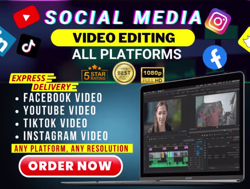 Cover image for Social Media Video Editing Services : Instagram, YouTube, TikTok