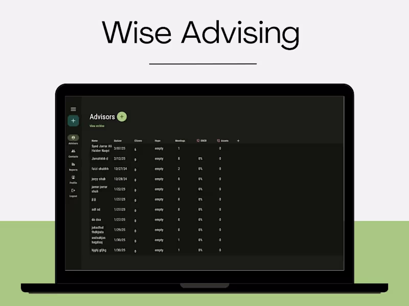 Cover image for Wise Advising – Financial & Advisory Management Platform