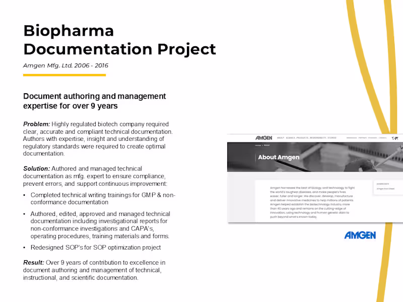 Cover image for Biopharma Documentation Project 