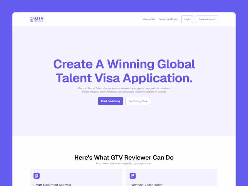 Cover image for GTV Reviewer — Global Talent Visa Review Web Application