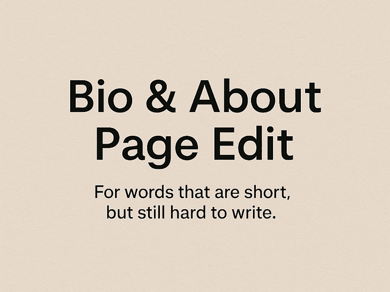 Cover image for Bio & About Page Edit