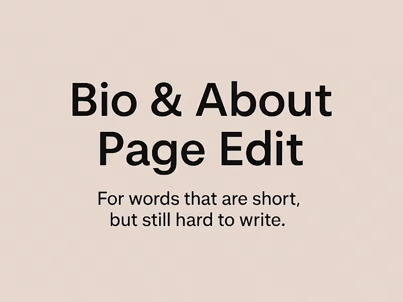 Cover image for Bio & About Page Edit