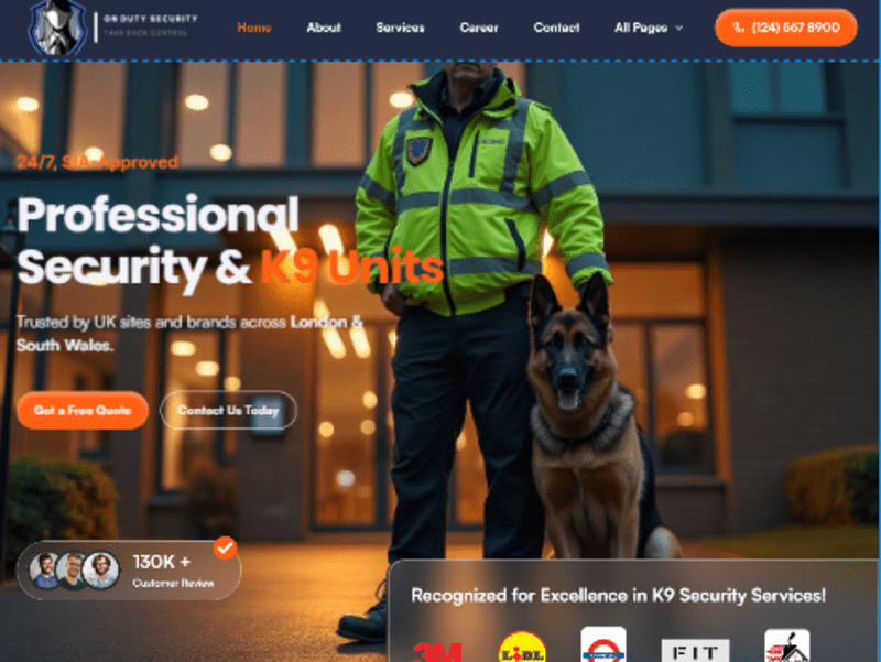 Cover image for On Duty Security | Professional K9 & Static Security Services