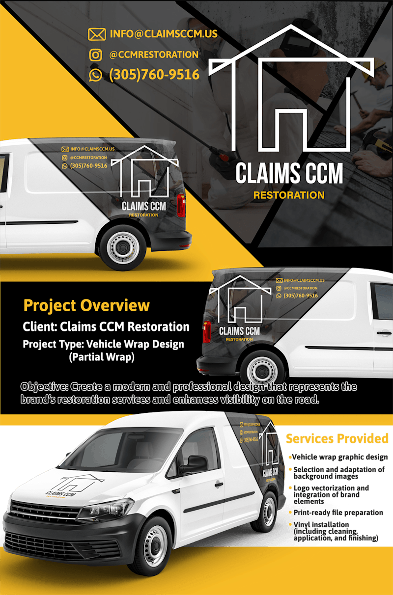 Cover image for Vehicle Wrap Design for Claims CCM Restoration