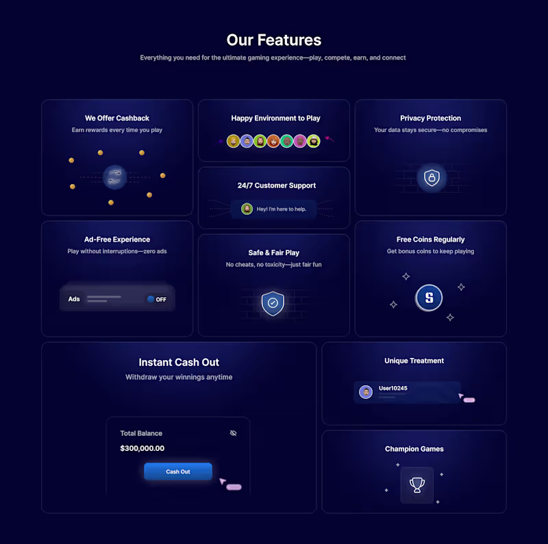 Cover image for Feature-Focused Bento Card Design for Bubble Games