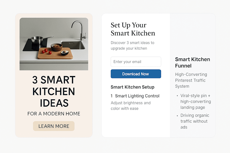 Cover image for Smart Kitchen Funnel Pinterest Traffic & Conversion System