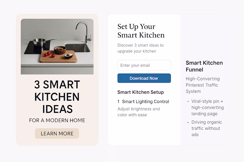 Cover image for Smart Kitchen Funnel Pinterest Traffic & Conversion System