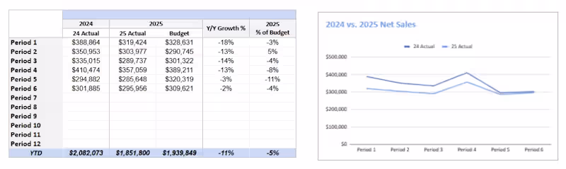 Cover image for Year-over-Year Sales Performance vs. Budget Analysis