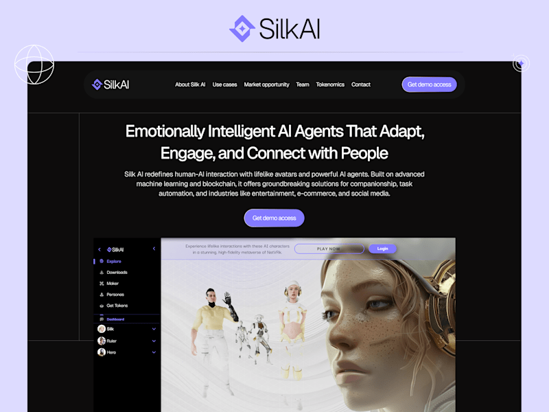 Cover image for Silk AI Landing Page Design, Development and Branding