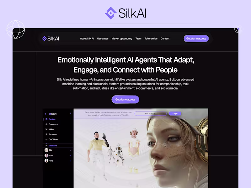Cover image for Silk AI Landing Page Design, Development and Branding