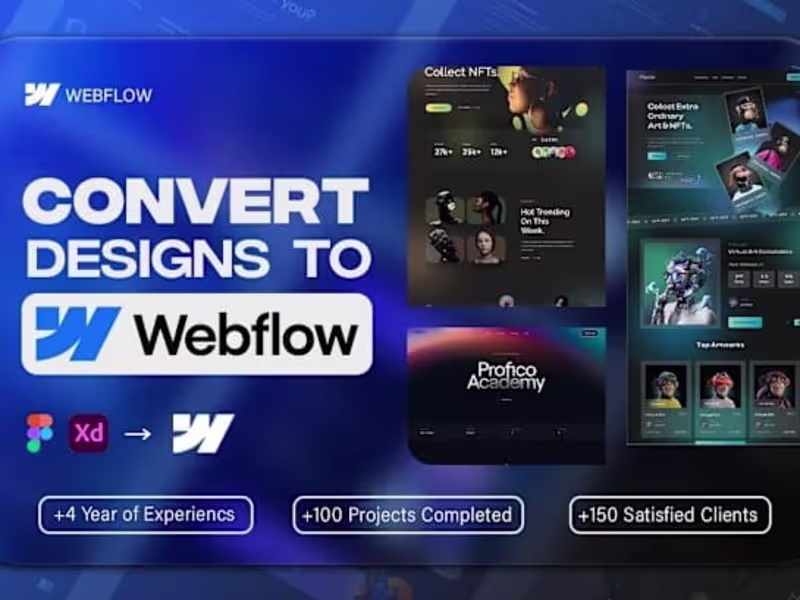 Cover image for design, develop or fix webflow website, convert figma to webflow