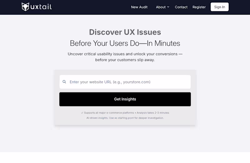 Cover image for Here is a desktop view and the fox icon logo of uxtail.com