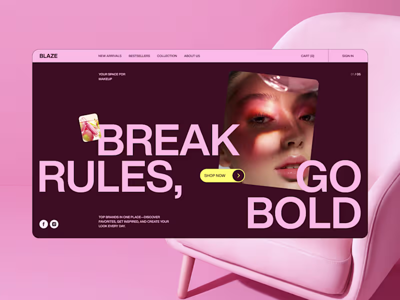 Cover image for Blaze Beauty — Bold E-commerce UI for a Modern Makeup Brand