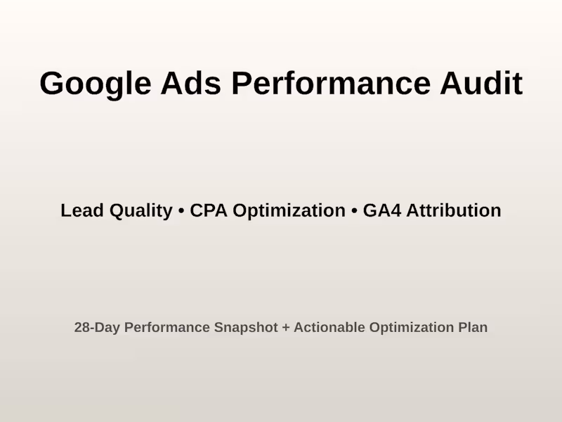 Cover image for Google Ads Performance Audit and Lead Optimization