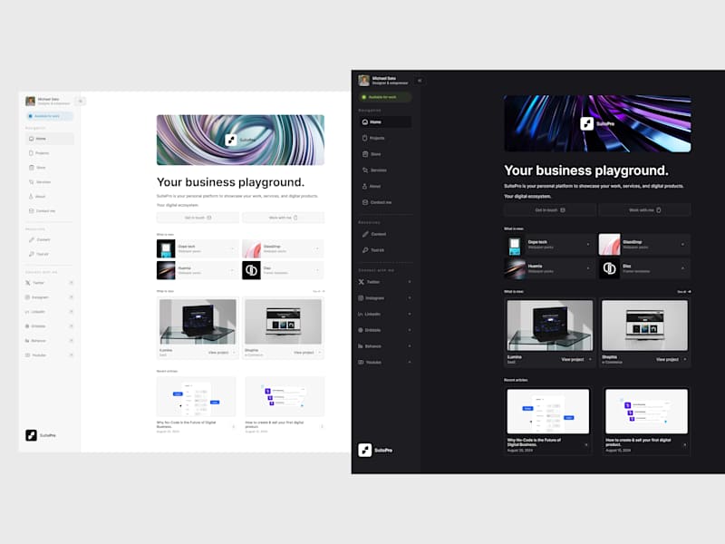 Cover image for SuitePro - Personal website for creators & solopreneurs.