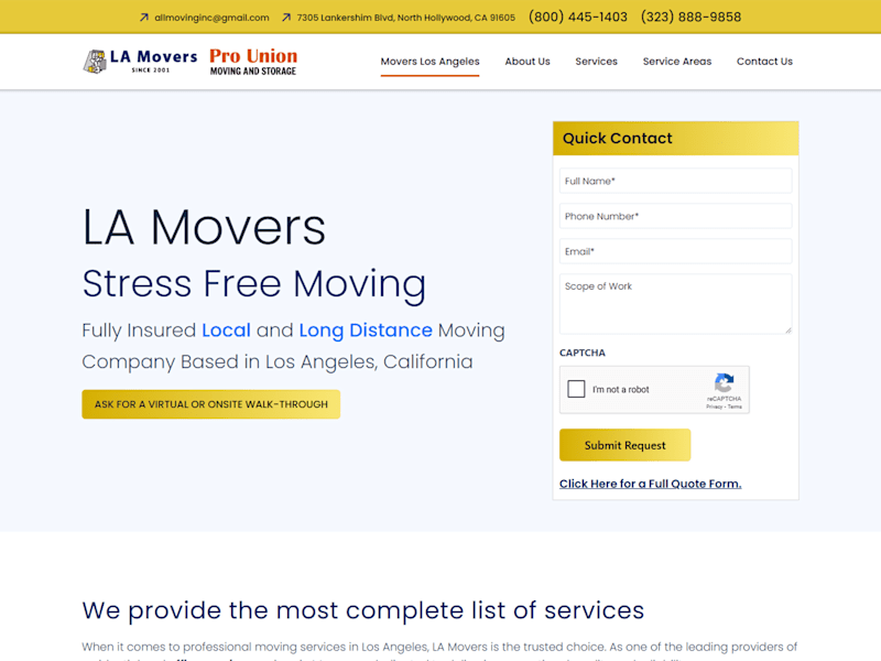 Cover image for LA Movers Website Development |Elementor-WordPress/ Web Designer