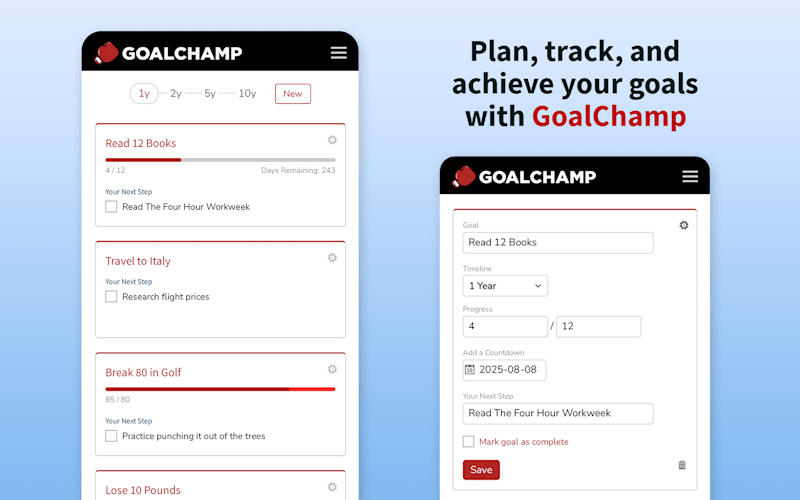 Cover image for GoalChamp - Goal Tracking Web App