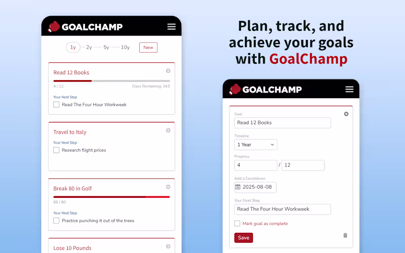 Cover image for GoalChamp - Goal Tracking Web App