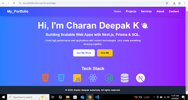 Cover image for Full-Stack Developer Portfolio (Next.js + Prisma + SQL)