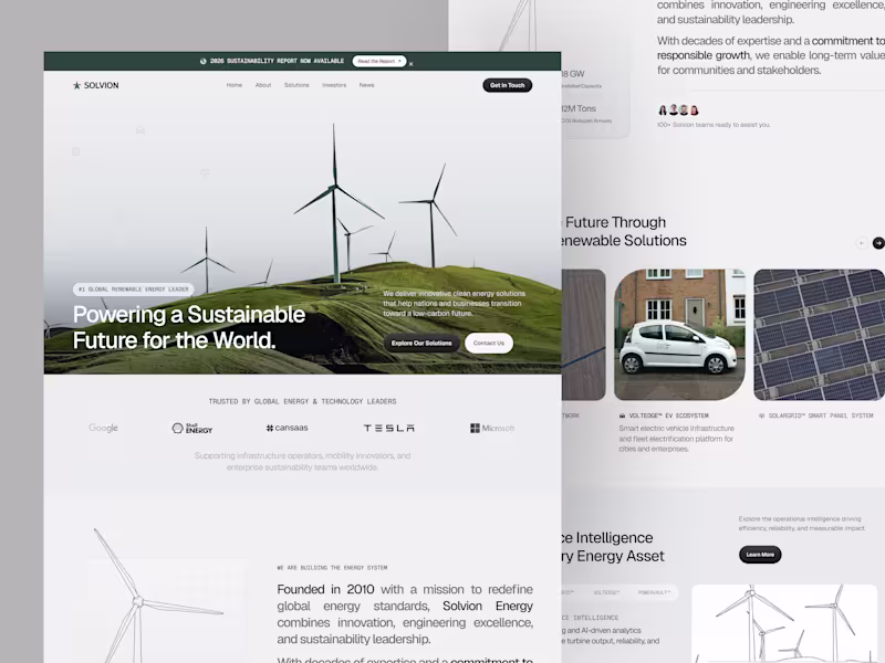 Cover image for Solvion Clean Energy Landing Page Design
