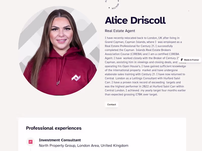 Cover image for Framer Landing page design