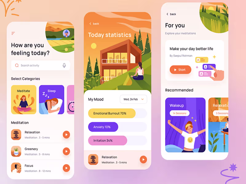 Cover image for I will develop Meditation App, Affirmation App, and Yoga App