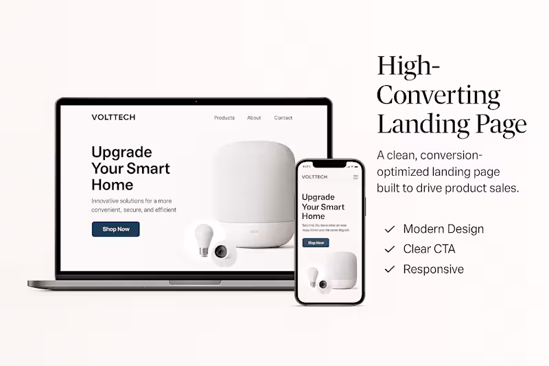 Cover image for 💻 High-Converting Landing Page — VoltTech Gadgets A clean, ...