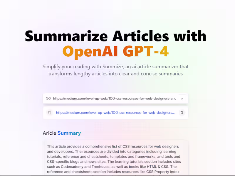 Cover image for Sumz - AI Article Summarizer