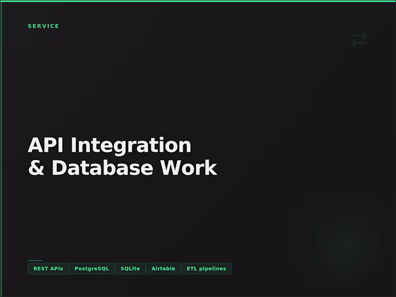 Cover image for API Integration & Database Work