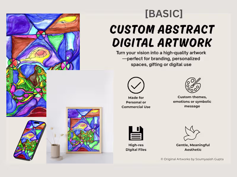 Cover image for Basic | Custom Digital Abstract Art (With Your Unique Message)