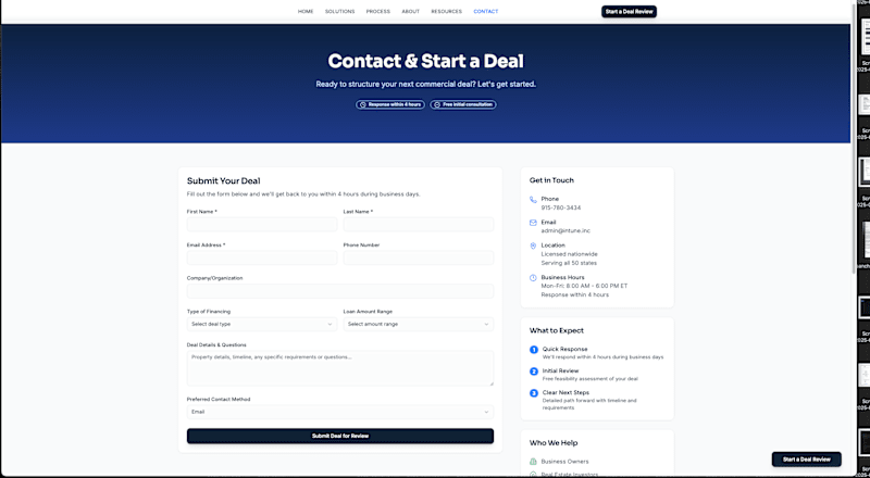 Cover image for Custom Web-Based Intake System for Deal Management