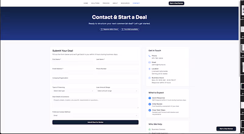 Cover image for Custom Web-Based Intake System for Deal Management