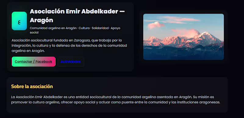 Cover image for Web Development for the Emir Abdelkader Association in Aragó...