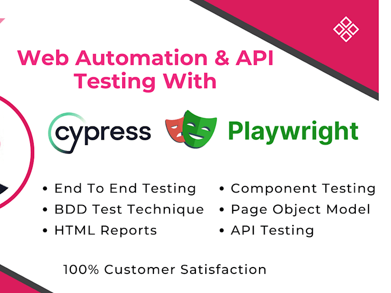 Cover image for I will do web automation and API testing with cypress,playwright