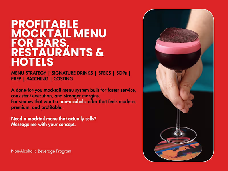 Cover image for Mocktail Menu Creation for Bars, Hotels & Restaurants