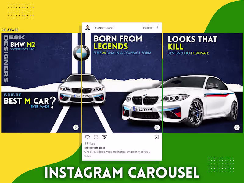 Cover image for BMW M2 Instagram Carousel Design