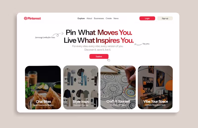 Cover image for Redesigned the landing page of Pinterest