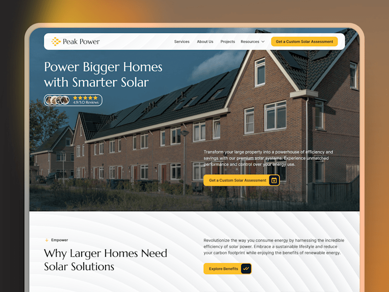 Cover image for Peak Power 🏘️ | Large Homes Solar Website Design