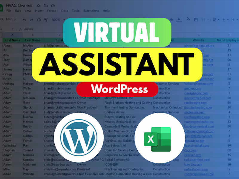 Cover image for Virual Assistant WordPress Elementor Data Entry Project 