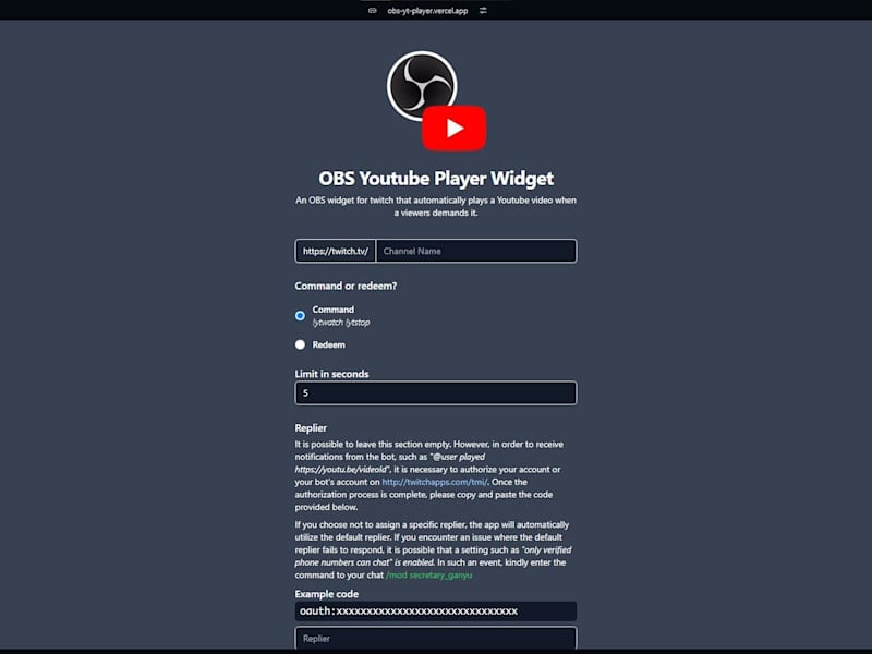 Cover image for OBS Youtube Player Widget